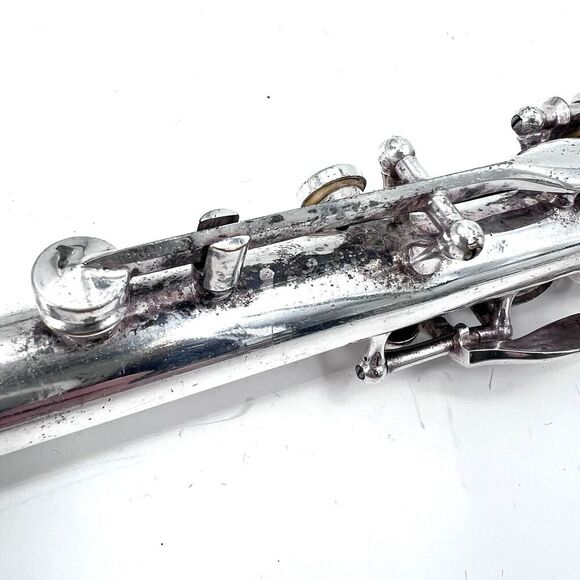Antique Circa 1940s Cundy-Bettoney Three Star Metal Clarinet With Case - Picture 12 of 16